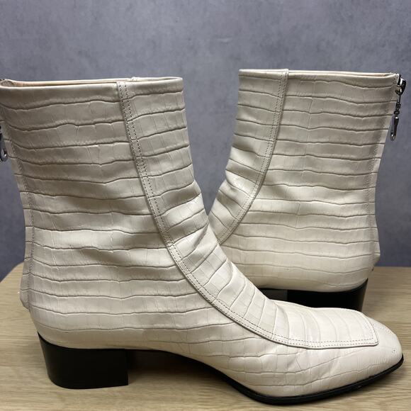 AEYDĒ Amelia Size 40 Crocodile-Effect Leather Ankle Boots $495 Value - Picture 7 of 12